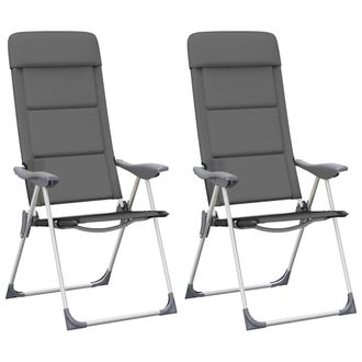 vidaXL Sillas De Camping De Aluminio 2 Unidades Gris 58x69x111 Cm Vidaxl