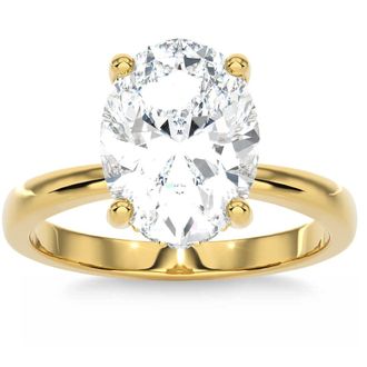 Pompeii3 Certified 3.10Ct Oval Diamond HIdden Halo Engagement Ring 14k Gold Lab Grown