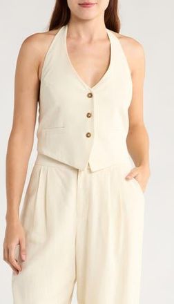 Wayf Halter Linen Blend Vest in Cream at Nordstrom Rack, Size X-Small