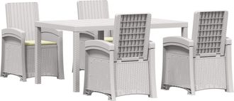 vidaXL Conjunto De Comedor De Jard&iacute;n 5 Uds. Blanco Y Crema Pp Vidaxl