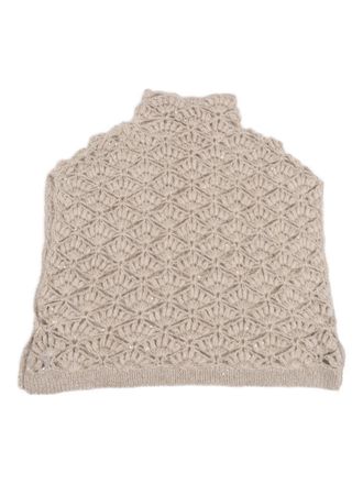 Antonelli sequin-embellished crochet top - women - Wool/Polyamide/Mohair/Polyester - S - Neutrals