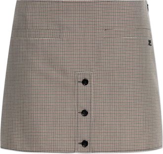 Courr&egrave;ges Houndstooth Mini-rok met Knopen - Dames - Korte rokken - Beige - M - Wol - Rokken