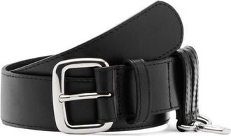 Mango Starring Hailey Bieber Loops Leather Belt in Black at Nordstrom, Size Medium