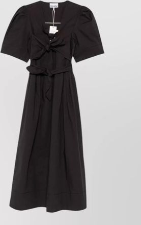 Ganni organic cotton puff-shoulder midi dress