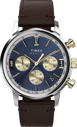 Timex Marlin Chronograph Leather Strap Watch, 40mm in Brown at Nordstrom