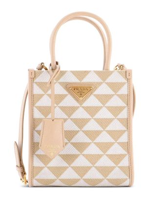 Prada Symbole Shopper Tote Jacquard Mini crossbody bag - women - Fabric - One Size - Neutrals