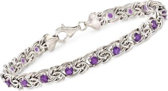 Ross-Simons Amethyst Byzantine Bracelet in Sterling Silver
