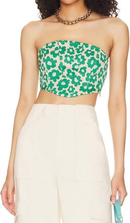 For Love & Lemons Cooper Crop Top In Green