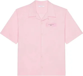 Givenchy Overhemden, Heren, Roze, L, Katoen, Poplin Shirt met Paris Paint Print