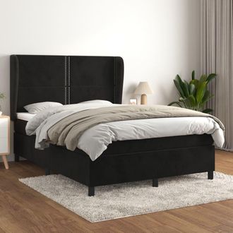 vidaXL Cama Box Spring Con Colch&oacute;n Terciopelo Negro 140x190 Cm Vidaxl
