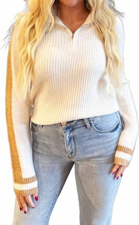 Pinch Design Contrast Trim Side Stripe Detail Sweater In Ivory
