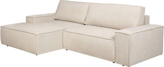 Vente-Unique Sof&aacute; rinconera izquierda convertible en textura de tela beige AMELIA