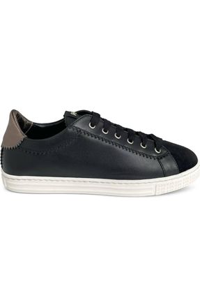 AGL Womens Velvet And Metallic Sneaker In Black