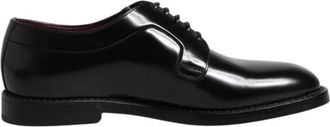 Dolce & Gabbana Zwarte Leren Veterschoenen - Heren - Nette schoenen - Zwart - 39 EU - Leer - Schoenen