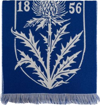 Burberry Thistle Shield Wool Scarf - unisex - Wintersjaals - Blauw - ONE Size - Wol - Accessoires