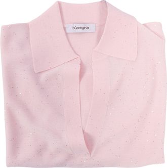 Kangra Cashmere Polo Aperta De Cachemira Kangra M.Corta Con Micro Paillettes