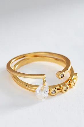 Anthropologie Stacked Adjustable Rings, Set of 2