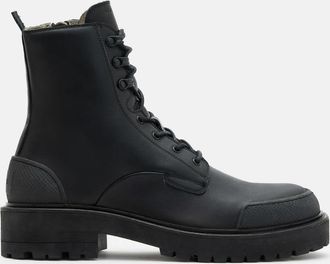 AllSaints Leather Mudfox Lace Up Chunky Leather Boots, Size: UK 12