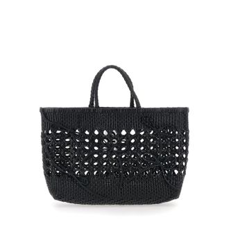 Osoi Osoi Biscuit Tote Black Handbag With Double Round Handles And Braided Design In Leather Woman