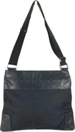 Gucci Pre-owned 161822 Pochette Schoudertas Tote Bag - Heren - Vintage Schoudertas - Zwart - ONE Size - Leer - Vintage