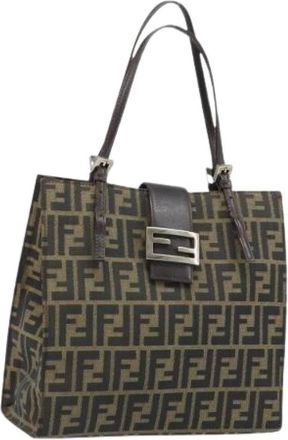 Fendi Pre-owned Handbags, female, Brown, Size: ONE SIZE Pre-owned Zucca Canvas Hand Bag