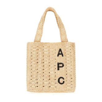 A.P.C. June Logo-Embroidered Woven Tote Bag - female - A.P.C. - Shopping Bags - Beige - ONE SIZE - Bags