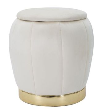 Mauro Ferretti Puff/contenedor Paris Crema/dorado Cm &Oslash; 43x43