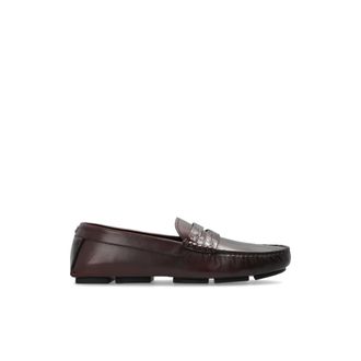 Dolce & Gabbana Driver Calfskin Slipper met krokodillen inzetstukken - Heren - Loafers - Rood - 42 EU - Katoen - Schoenen