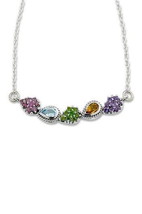 Samuel B. Sterling Silver 18 Multistone Bar Necklace at Nordstrom Rack