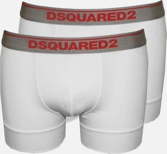 Dsquared2 Mens 2-Pack Low-Rise Boxer Trunks in Modal Stretch, White - Size: 32/30/31