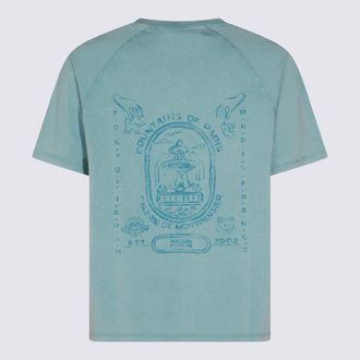 Maison Kitsun&eacute; Mens T-Shirts And Polos Stone Blue Faded _100 % Co