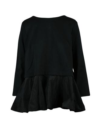 Meimeij Black Viscose-Blend Double Fabric Blouse