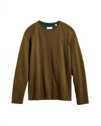 Billy Reid Mens Raglan Crew Neck Sweatshirt In Dark Olive