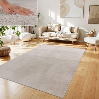 Paco Home Paco Home - Alfombra Para Sal&oacute;n En Falsa Piel Peluche Pelo Largo Suave Disponible En Varios Colores Beige, 240x340 Cm