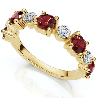 Pompeii3 1Ct Sylvia Ruby & Diamond Anniversary Ring Gold Lab Grown