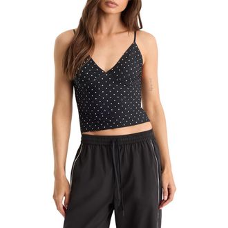 Good American The Weightless Sculpting Modern Tank in Mini Dot Black at Nordstrom, Size 4X-Large