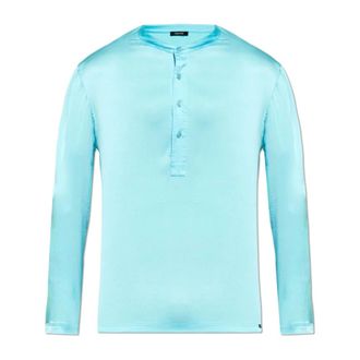 Tom Ford Pyjamas, male, Blue, Size: L Silk Pajama Henley