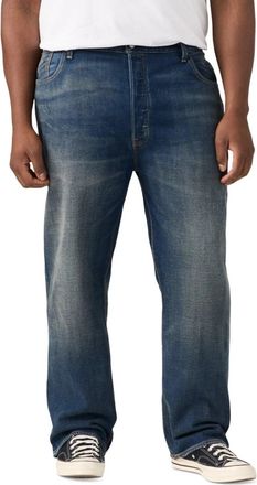 Levi's 501 Jeans Mens Blue Wash Straight Leg Button Fly POSH044