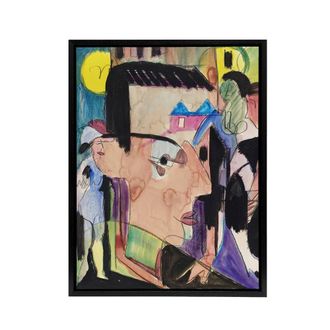 Artery8 Abstract Self Portrait Ernst Ludwig Kirchner Black Framed Canvas Art | Size: W24 x H32