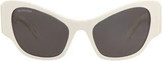 Balenciaga 56mm Cat Eye Sunglasses in White White Grey at Nordstrom Rack