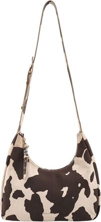 Fredsbruder FREDsBRUDER Leather Shoulder Bag Velvet Wild Midi Hobo Cow Pattern Brown