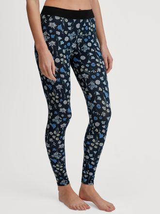 CALIDA Leggings CALIDA Elastic Trend, Damen, Gr. XS (36/38), N-Gr, schwarz (schwarz print), Single Jersey, Obermaterial: 94% Baumwolle, 6% Elasthan, eng lang