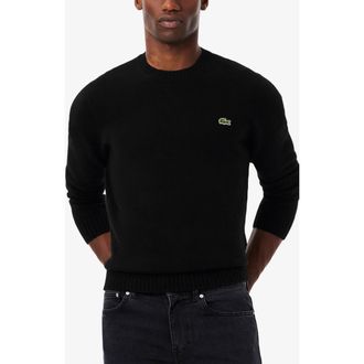 Lacoste Classic Fit Cashmere Crewneck Sweater in Black at Nordstrom, Size 8