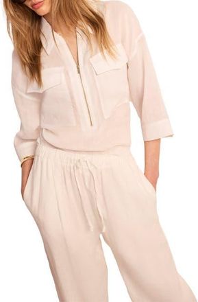 Mint Velvet Ramie Zip Bomber Blouse in Ivory at Nordstrom, Size X-Small