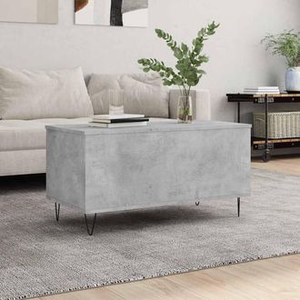 vidaXL Vidaxl - Mesa De Centro Madera Contrachapada Gris Hormig&oacute;n 90x44,5x45 Cm