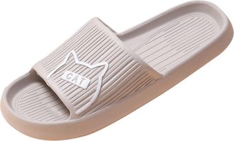 Generic 2026 Mens Slippers Men Fashionable Cartoon Cat Print Flat Bottom Non Slip Wear Resistance and Comfortable (Grey, 7)