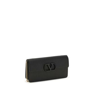 Valentino Garavani Grainy Calfskin with VLogo Wallet - Black