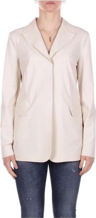 Max Mara Jassen, Dames, Beige, L, Leer, Mmlpalo Jas