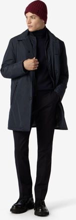 Corneliani Blue technical fabric trench coat with vest