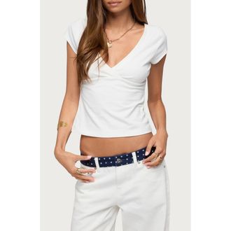 Edikted Penelopy Crop Top in Cream at Nordstrom, Size X-Small